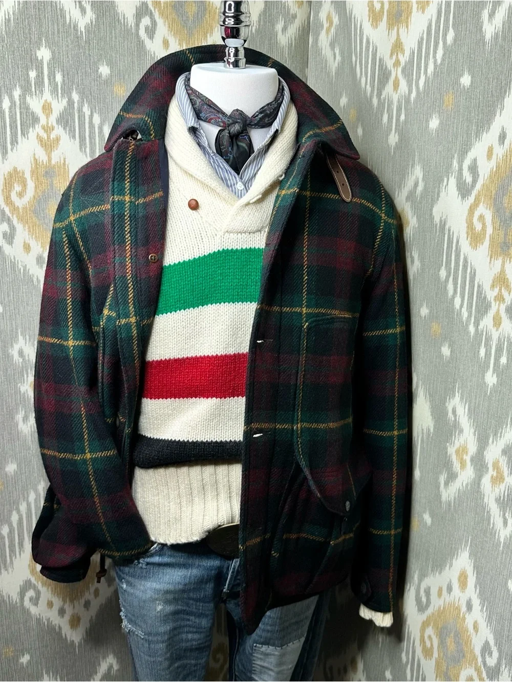 Polo Ralph Lauren Tartan Plaid Brushed Wool Alpaca Twill Sporting Jacket
